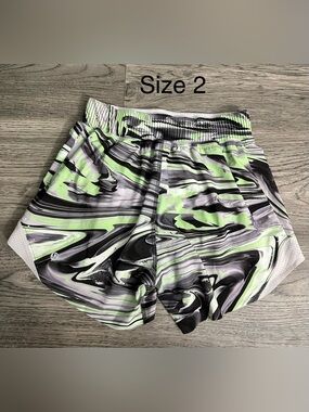 Lululemon Women’s Athletic Shorts in Neon Green Swirl Print